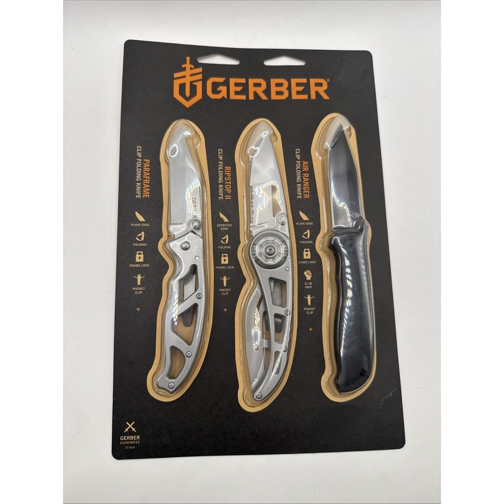 NEW in Packaging GERBER Knives Greatist Hits Set of 3 Folding Stainless Steel